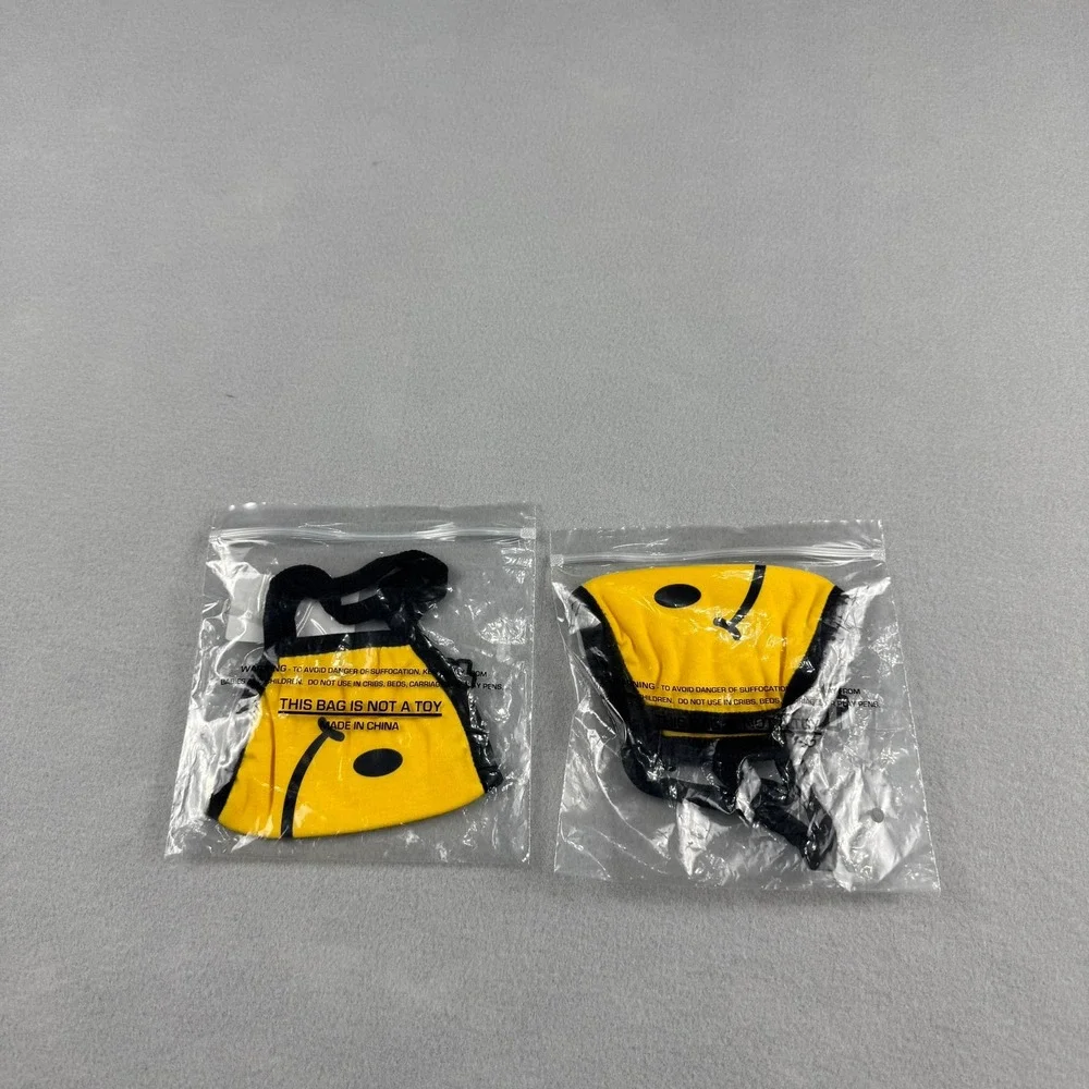 Tipsy Elves Unisex OS Face Mask 2‎ Pack Yellow Smile Graphic Retro Rave Costume